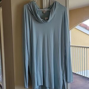 Bordeaux Anthropologie Top XL NWT Women’s Light Blue Cowl Neck Long Sleeve Mint